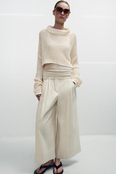 CROPPED HIGH-NECK JUMPER - Light ecru by Zara - Image 5