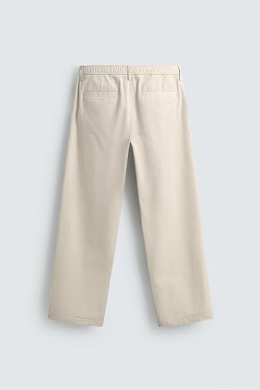 STRAIGHT-LEG PLEATED TROUSERS - Stone by Zara - Image 6