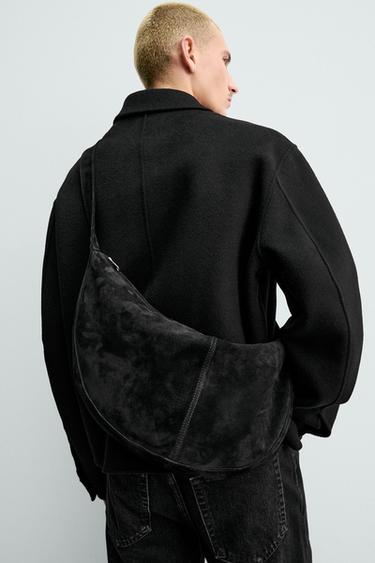 Zara LEATHER SHOULDER BAG - Black - Image 0