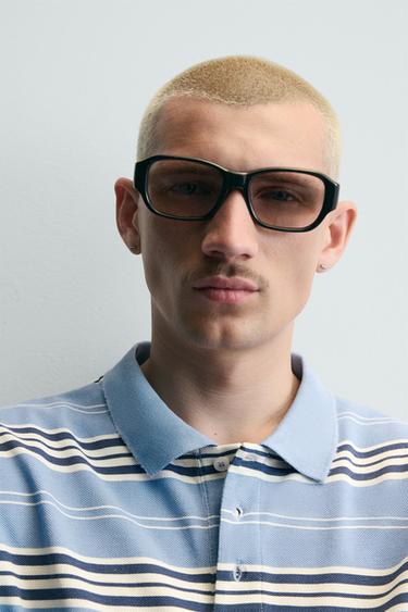 POLO COUPE CARRÉE À RAYURES - Bleu / Blanc de Zara - Image 4