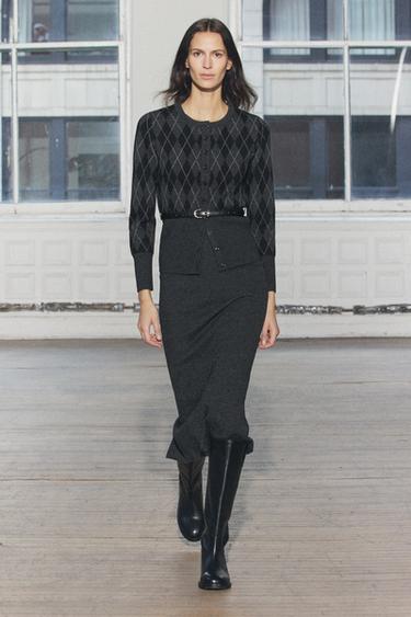 PLAIN KNIT MIDI SKIRT - Grey by Zara - Image 0