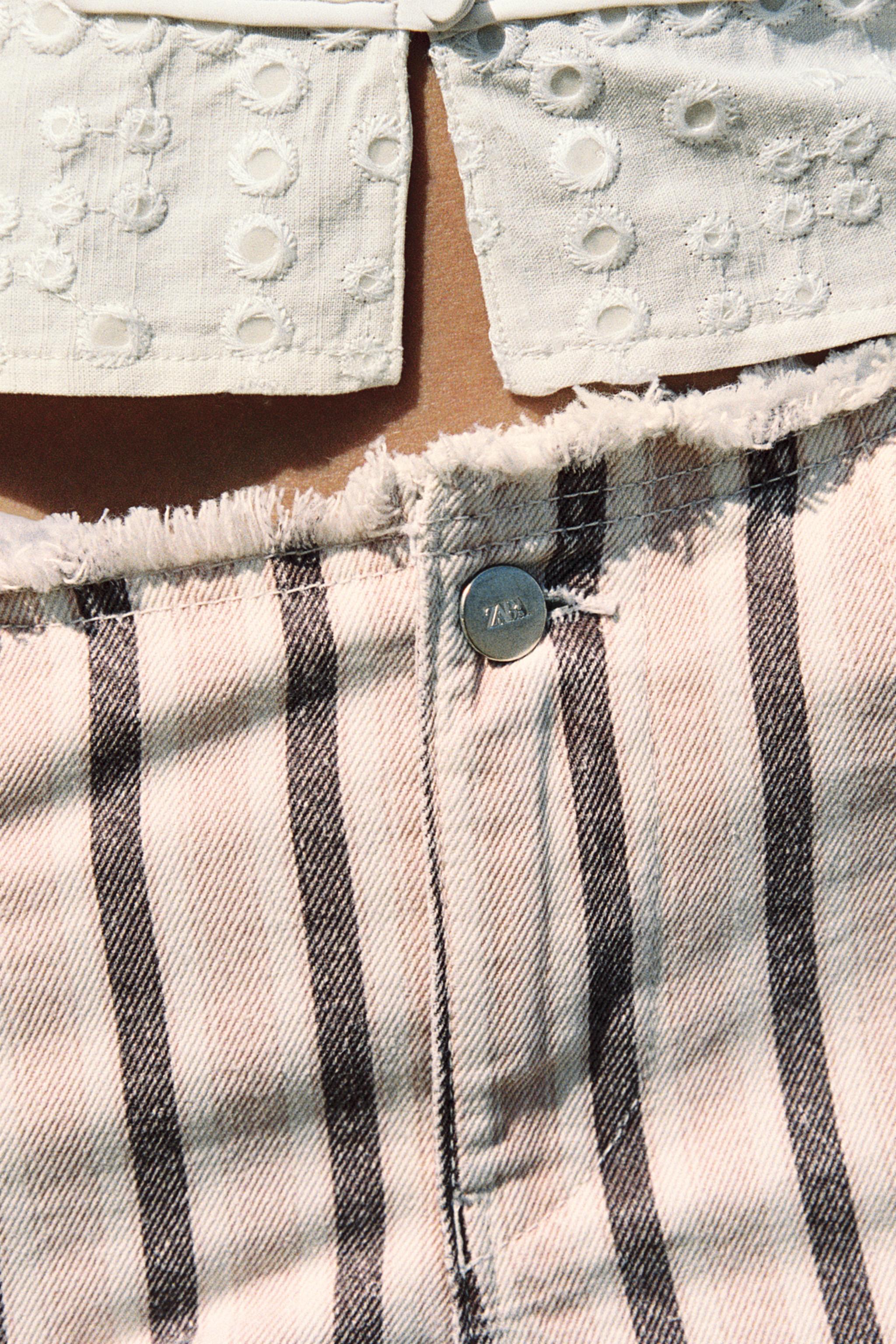 Z1975 FRAYED STRIPED DENIM SHORTS