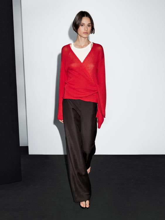 Knit cardigan with belt detail