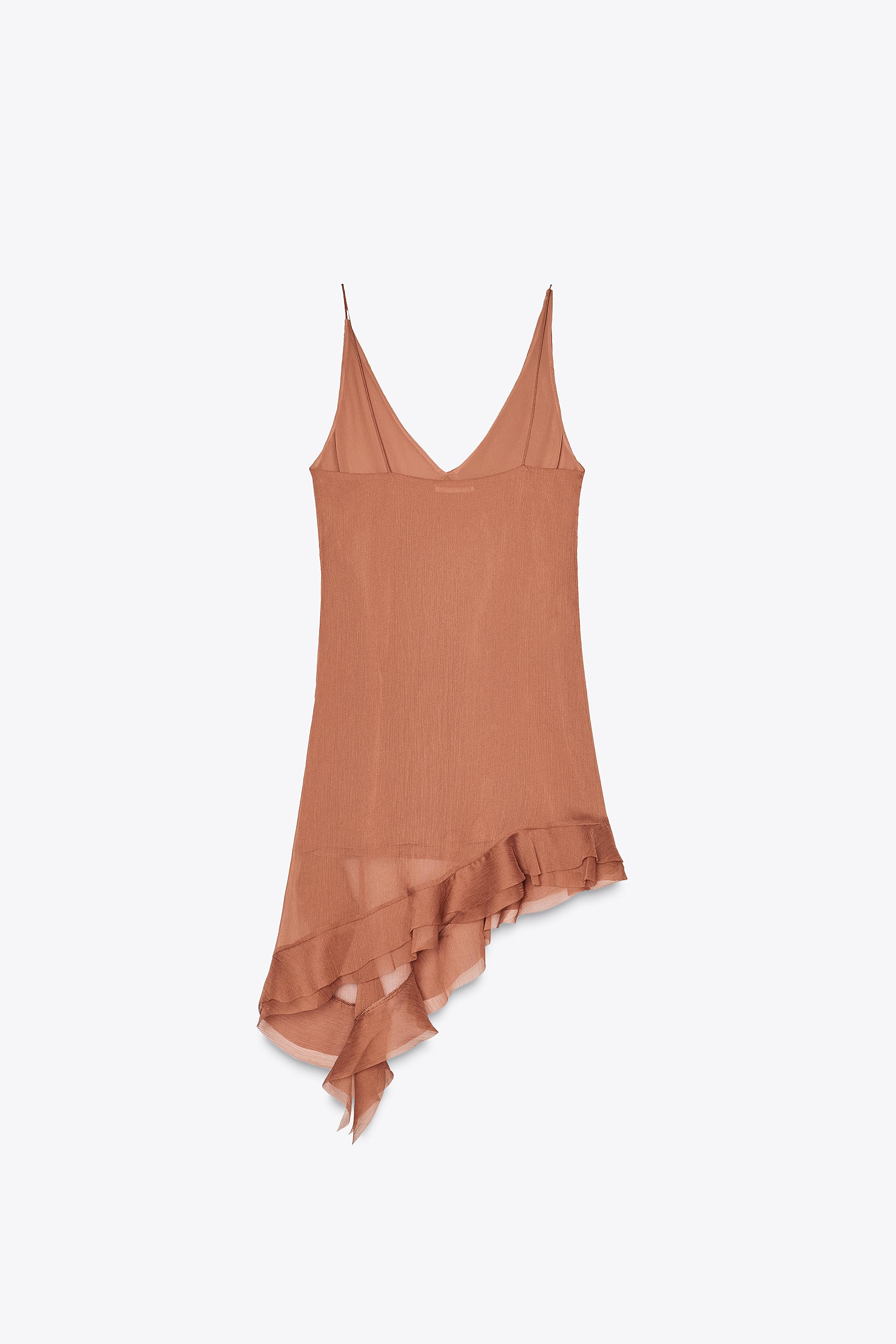 【ZARA】アシンメトリーデザインフリル付きワンピース 1067/157 アシンメトリーデザインフリル付きワンピース - タフィー | ZARA