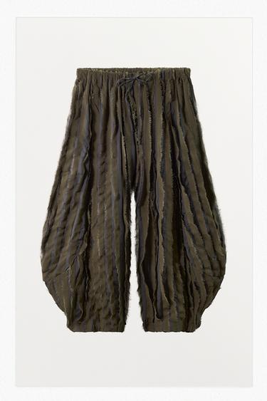 PANTALON LARGE BIMATIÈRE - Verdâtre de Zara