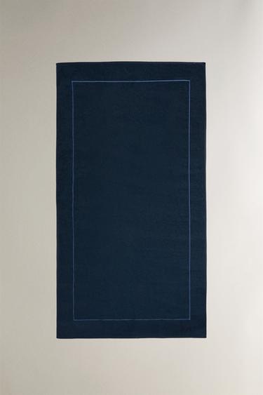 BEACH TOWEL WITH PLAIN BORDER - Navy blue by Zara