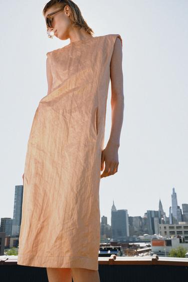 ZW COLLECTION CREASED-EFFECT MIDI DRESS - Light salmon-pink by Zara - Image 1
