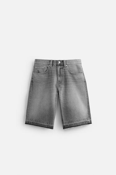 DŽÍNOVÉ BERMUDY VOLNÉHO STŘIHU BAGGY - Šedá od Zara