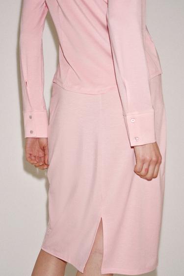 JUPE MI-LONGUE FLUIDE - Rose de Zara - Image 2