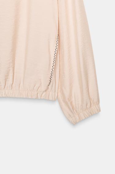 CONTRASTING SEAM BALLOON TOP - Ecru by Zara - Image 7