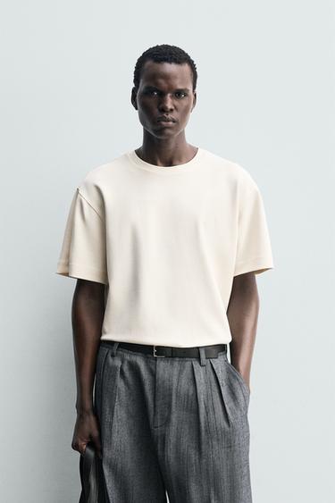 RELAXED FIT SOFT T-SHIRT - Oyster-white by Zara