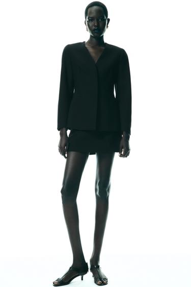 BLAZER ACINTURADO SEM LAPELA - Preto da Zara