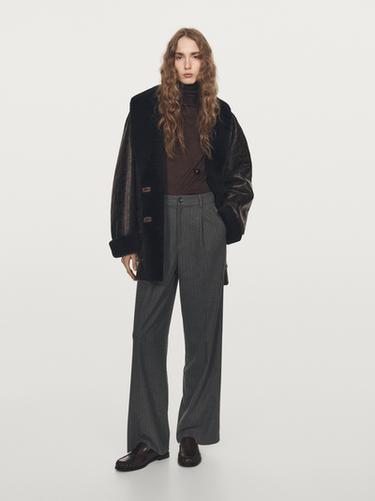 Zara Pinstripe wide-leg trousers - Anthracite Gray