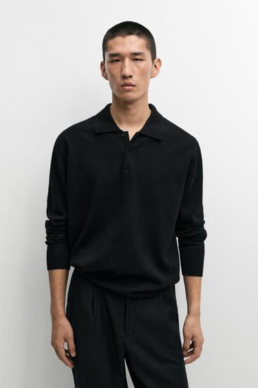 Wool blend polo sweater — Black 2