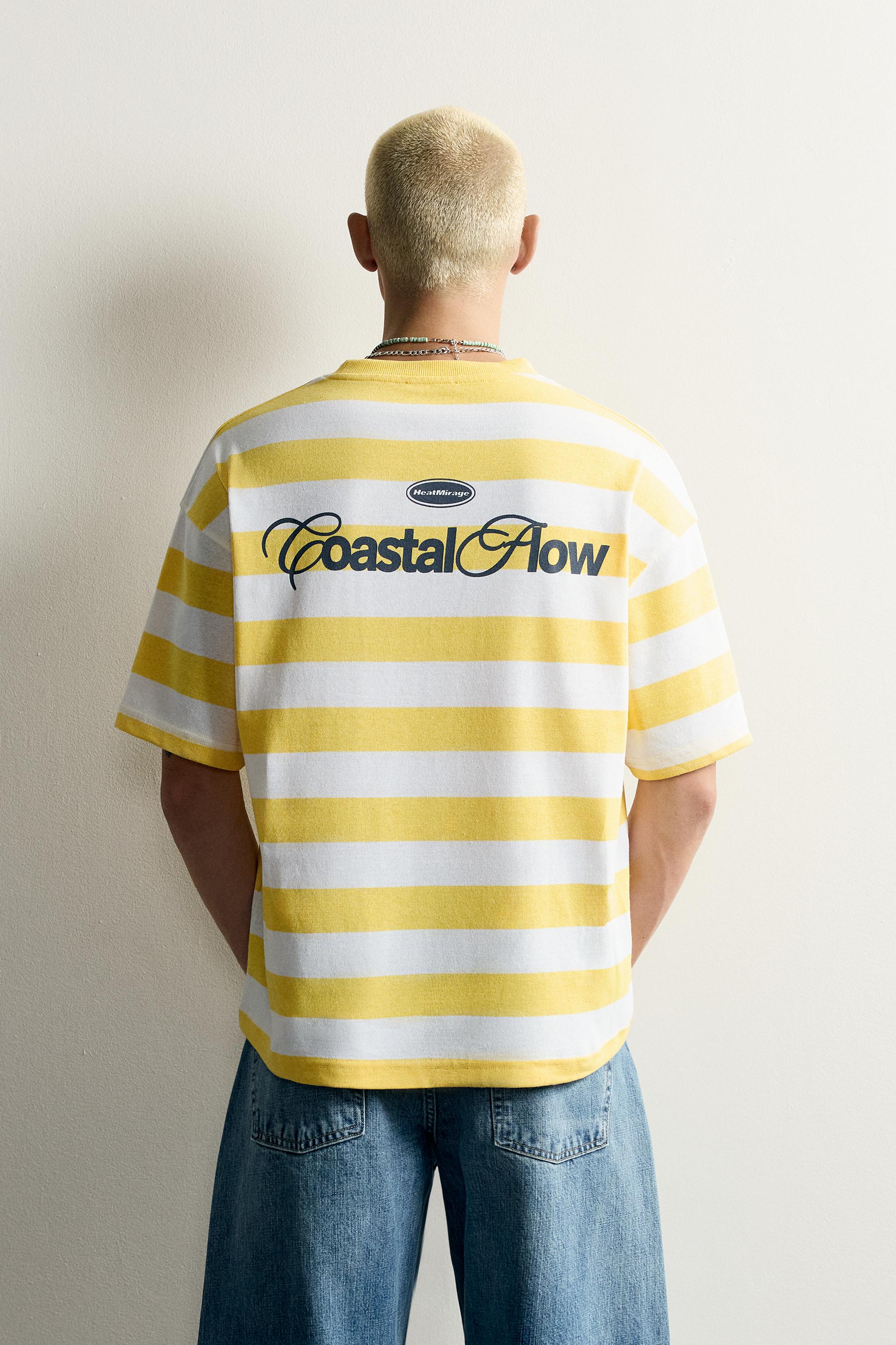 RELAXED FIT STRIPED TEXT T-SHIRT