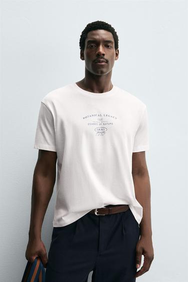 SLOGAN PRINT T-SHIRT - Oyster-white by Zara
