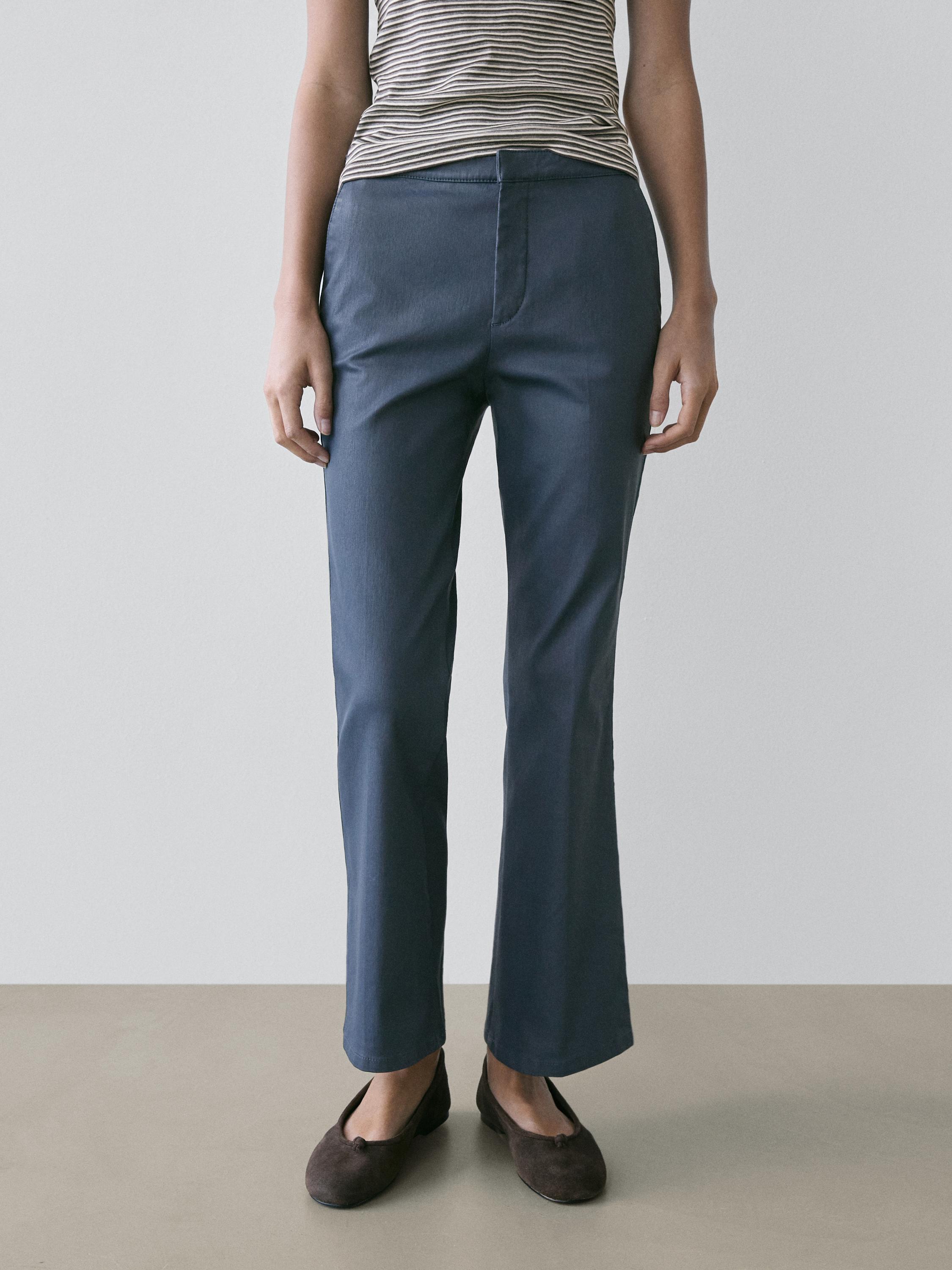 Pantalon flare cropped enduit