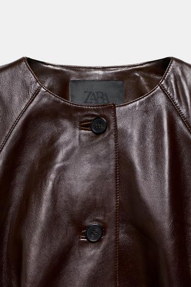 VESTE EN CUIR ZW COLLECTION LIMITED EDITION - Bordeaux foncé de Zara - Image 5