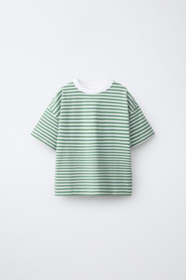 CAMISETA RAYAS - Verde de Zara