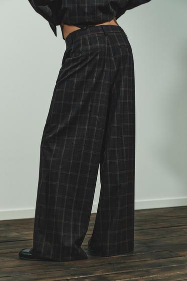 PANTALON TAILLE HAUTE À CARREAUX - Noir / Marron de Zara - Image 5
