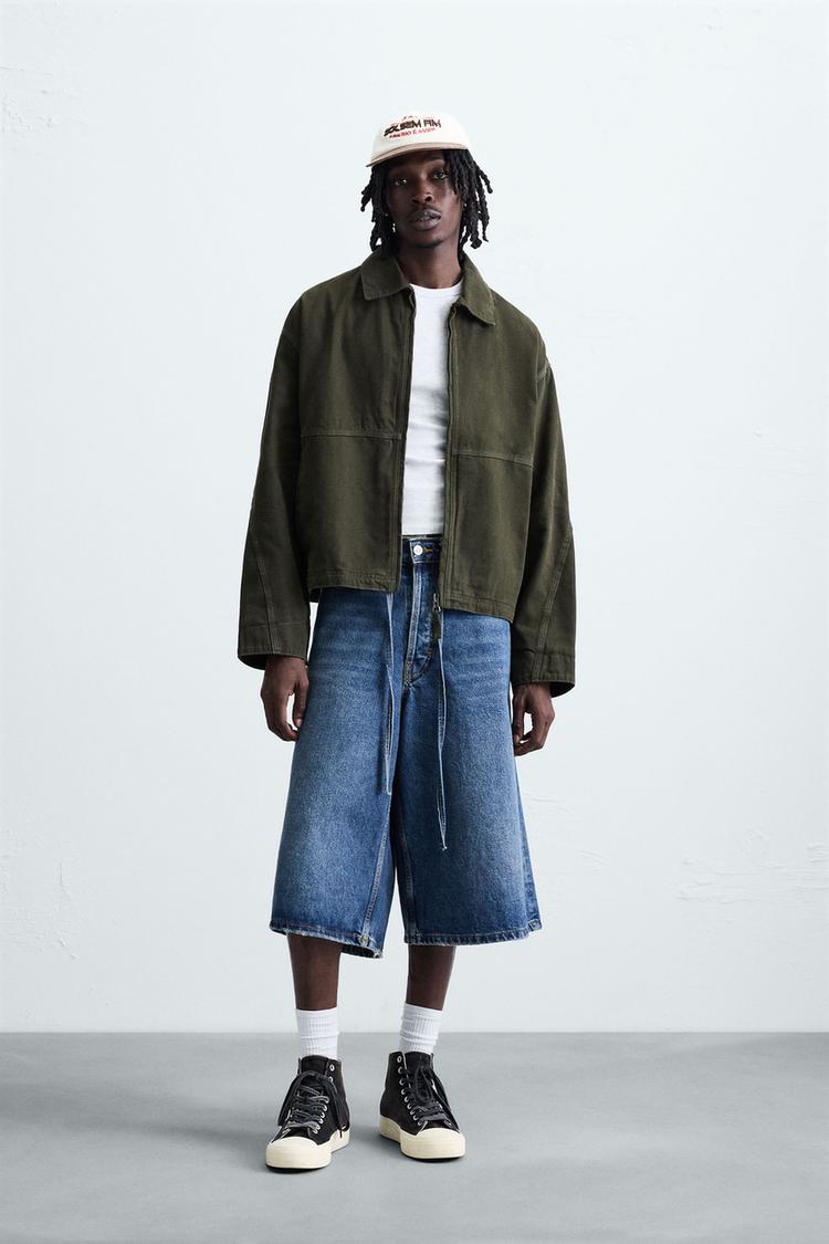 RELAXED FIT WASHED JACKET Dark khaki ZARA India