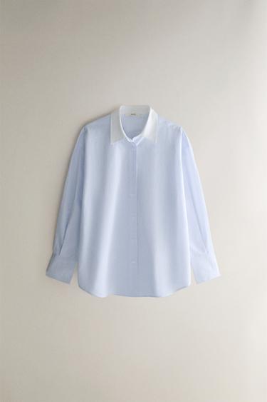 STRIPED SHIRT WITH COLLAR - Blue by Zara - Image 0