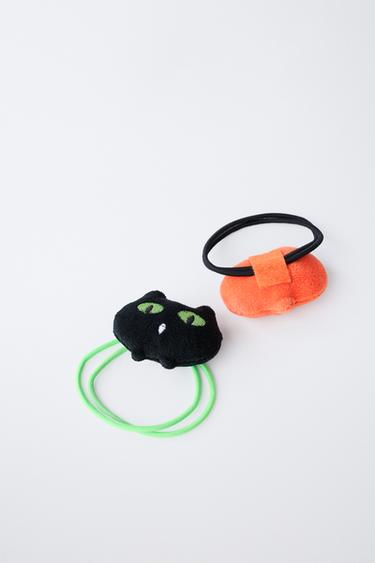 TWO-PACK OF PUMPKIN AND CAT HAIR TIES - Orange by Zara - Image 1
