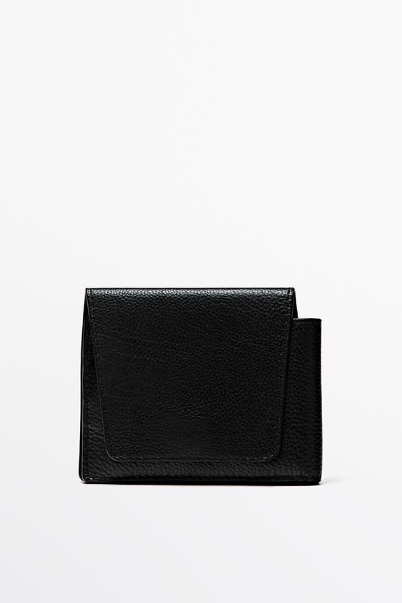 Zara Flap nappa leather wallet - Black - Image 0