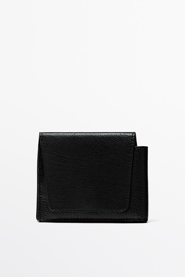 Flap nappa leather wallet — Black