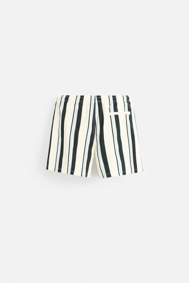 REGULAR STRIPED SWIMMING TRUNKS - Ecru by Zara - Image 7