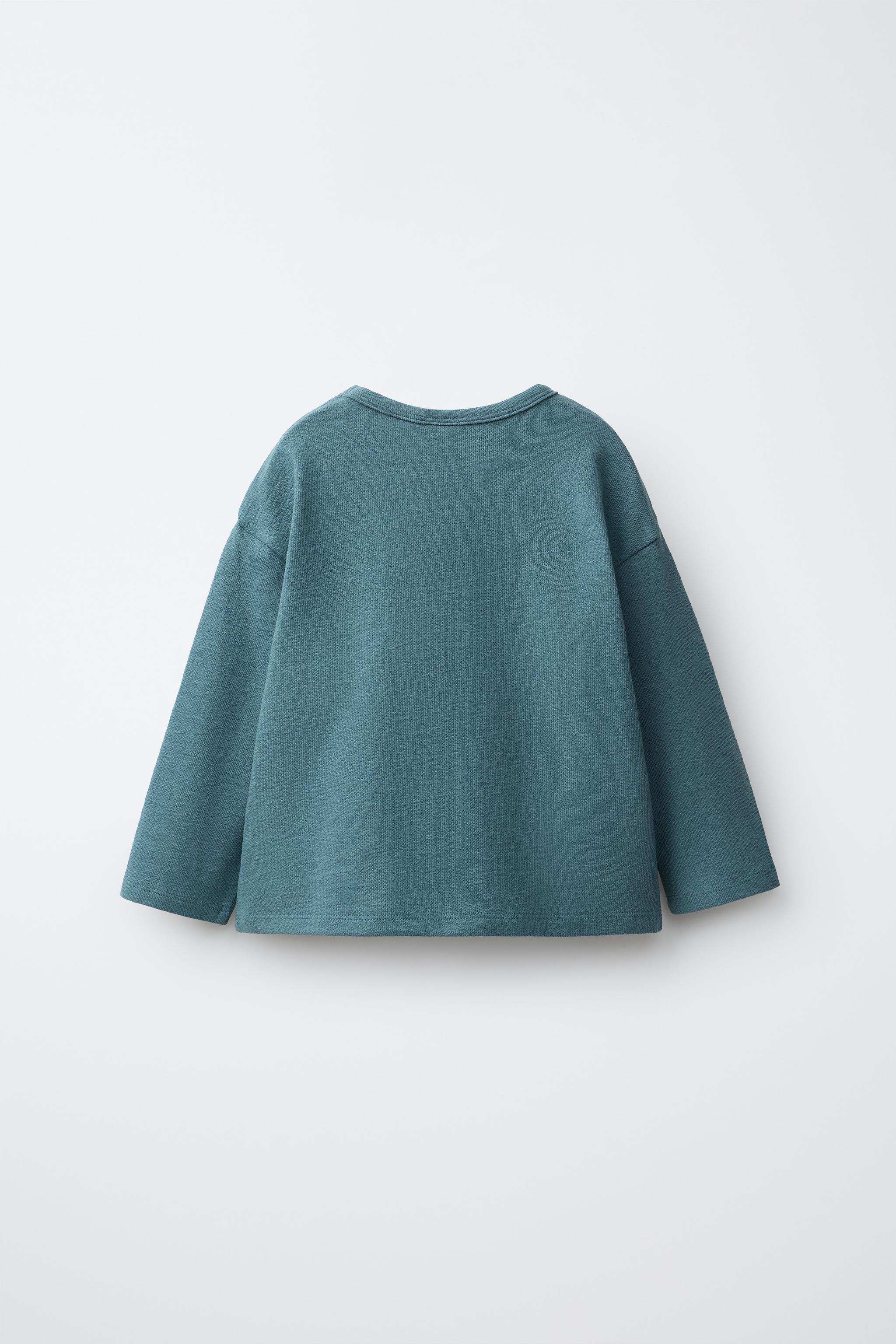 PLAIN TEXTURE T-SHIRT — Duck blue (alternate view)