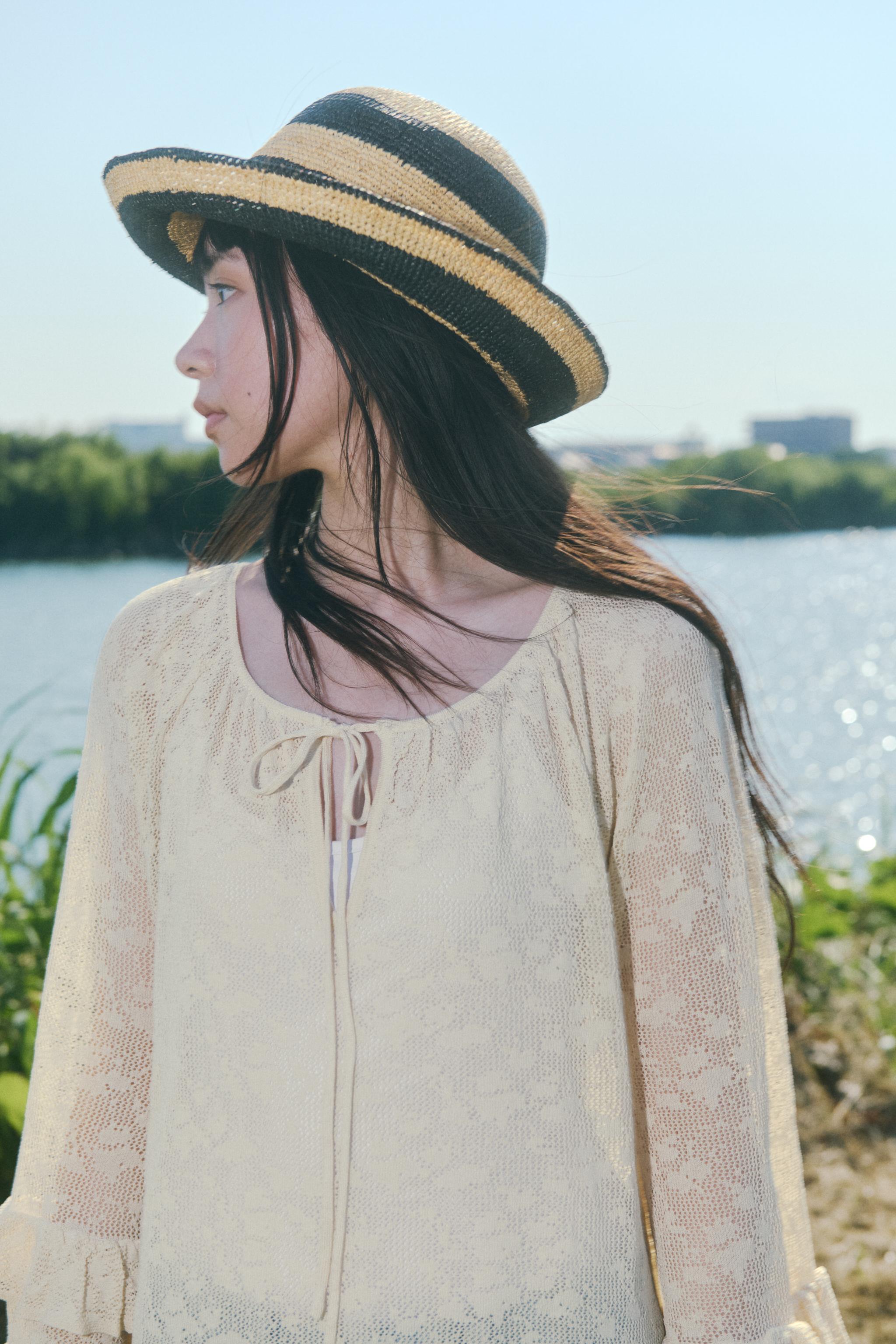 ストライプ柄バケットハット - エクリュ/ブラック | ZARA Japan