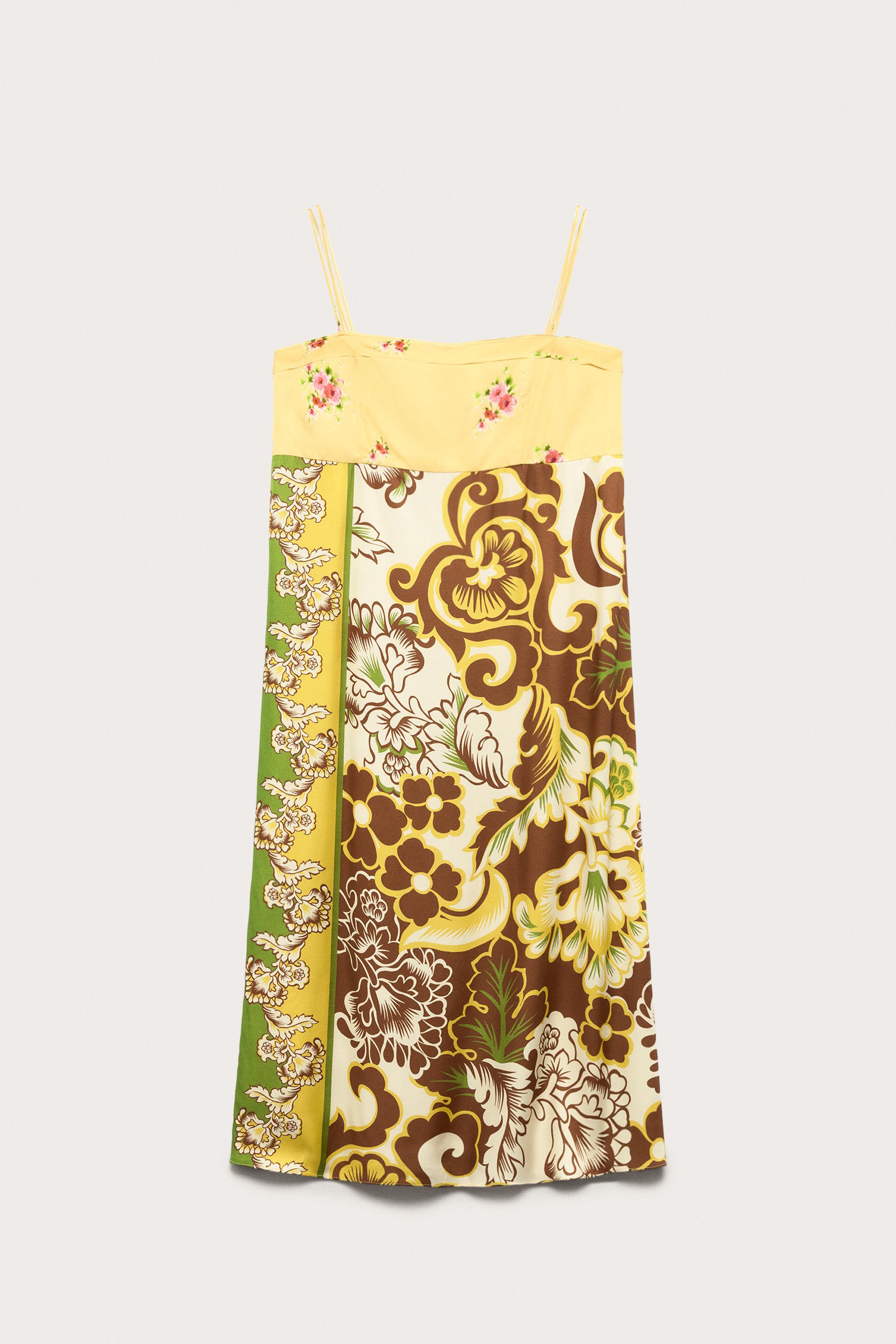Женские платья Zara LIMITED EDITION PRINTED CONTRAST MIDI DRESS — фото 6