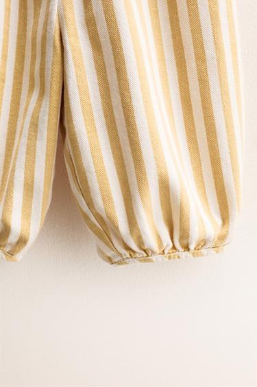 ZARA TIMELESS - STRIPED TWILL BAGGY TROUSERS - Mustard by Zara - Image 2