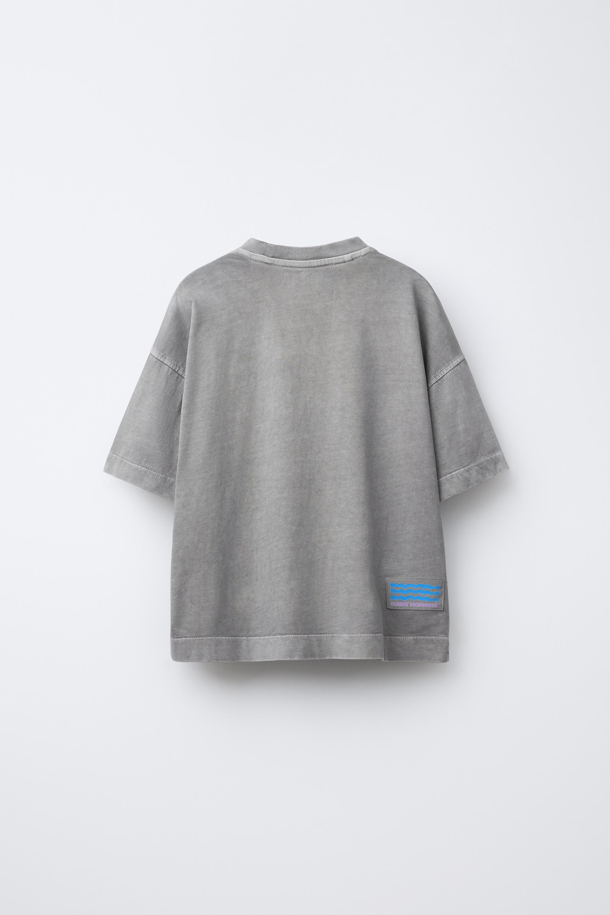 ★ドイツ発*ZARA*新作*COMBINED プリントTシャツ/DN★ サーフプリントTシャツ - ブラック | ZARA Japan / 日本