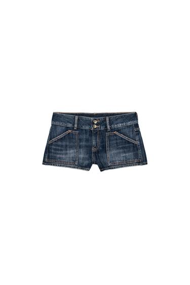 Zara TRF DENIM MINI SHORTS WITH POCKETS - Navy blue