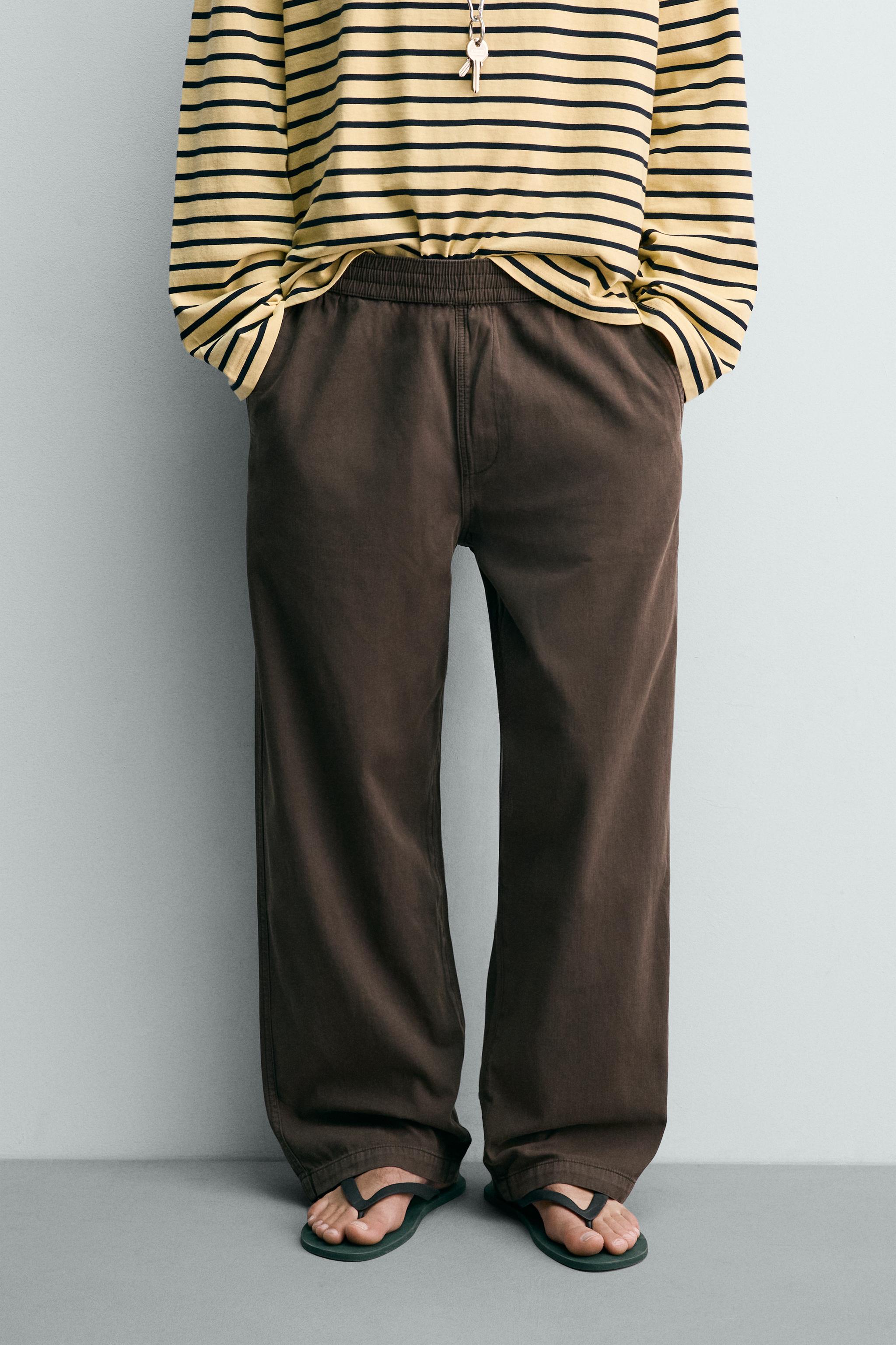 Мужские брюки Zara RELAXED FIT HERRINGBONE PANTS — фото 2