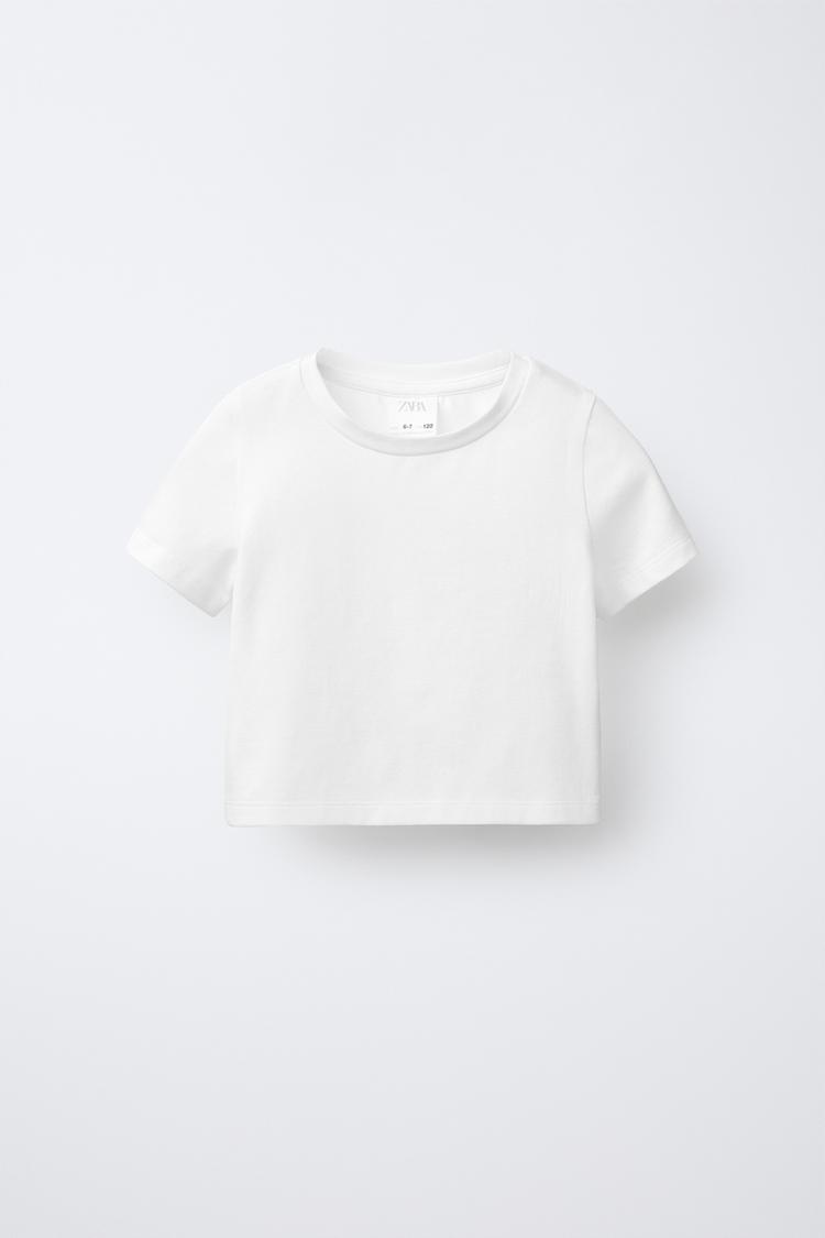 CAMISETA BÁSICA CROPPED Blanco roto ZARA Chile