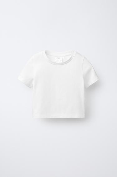 CAMISETA BÁSICA CROPPED - Blanco roto de Zara - Imagen 0