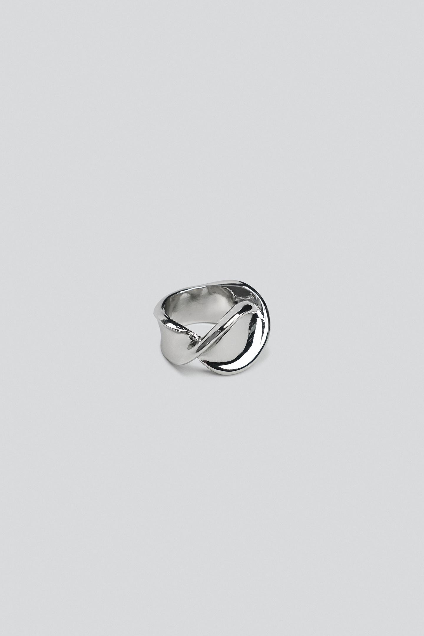 Женские кольца Zara 3-PACK OF Geometric Metal, цвет: Серебряный — фото 5