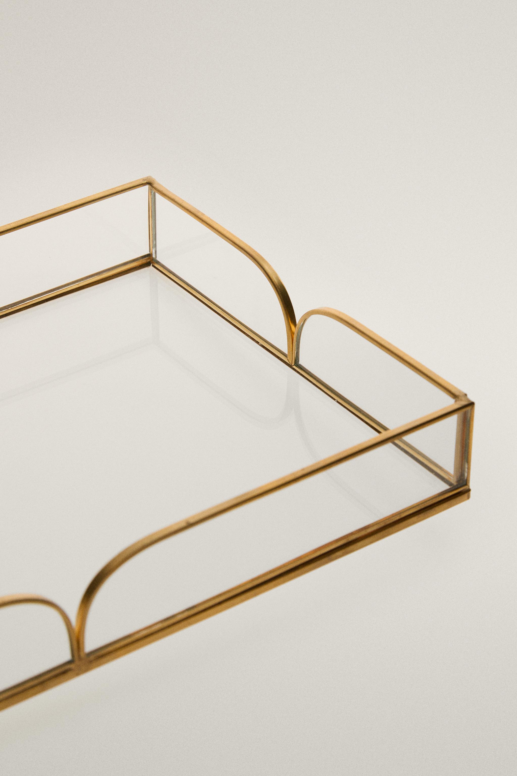 GLASS AND METAL TRAY