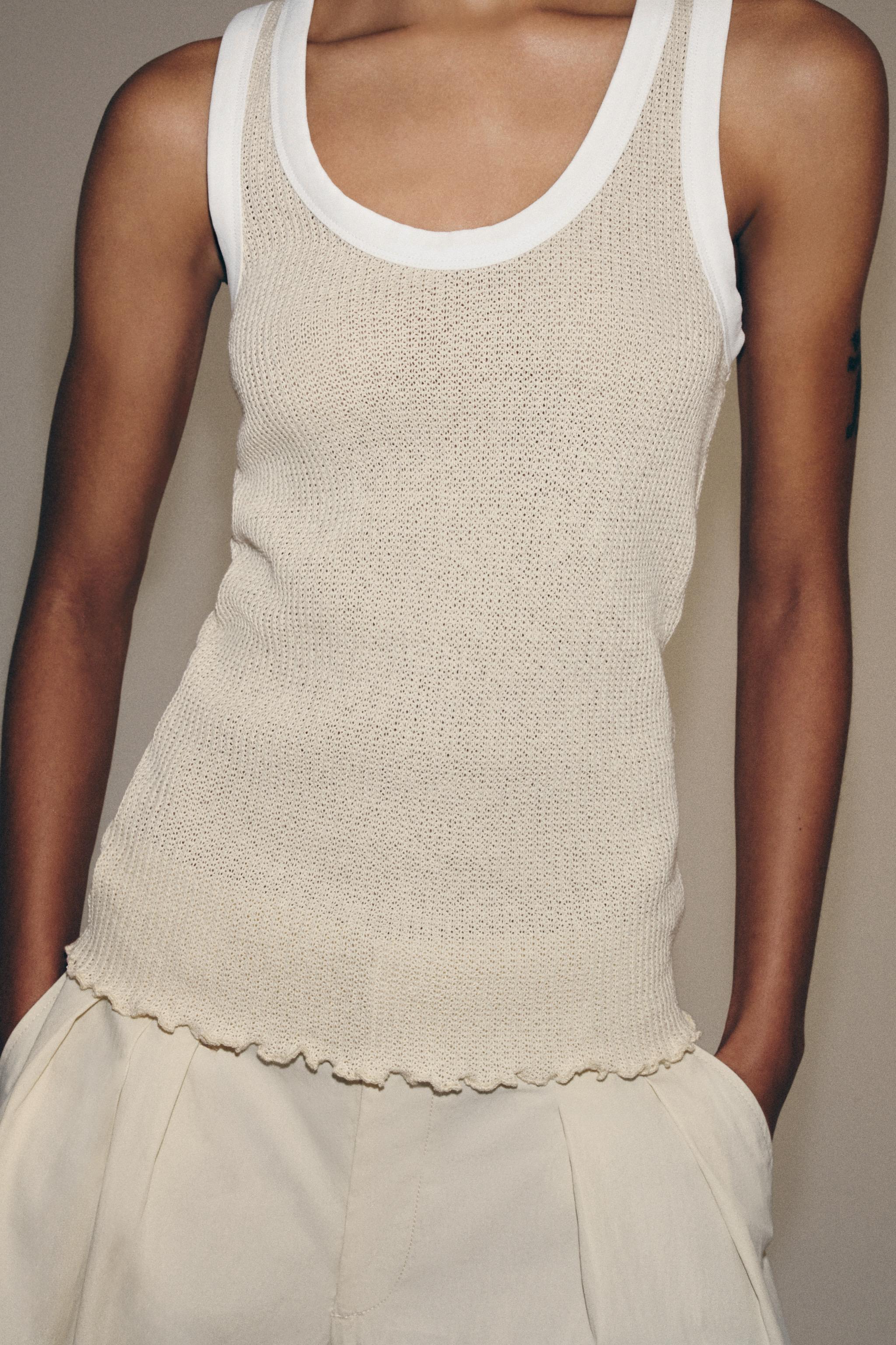 Женские топы Zara CONTRAST PIPING TOP — фото 2