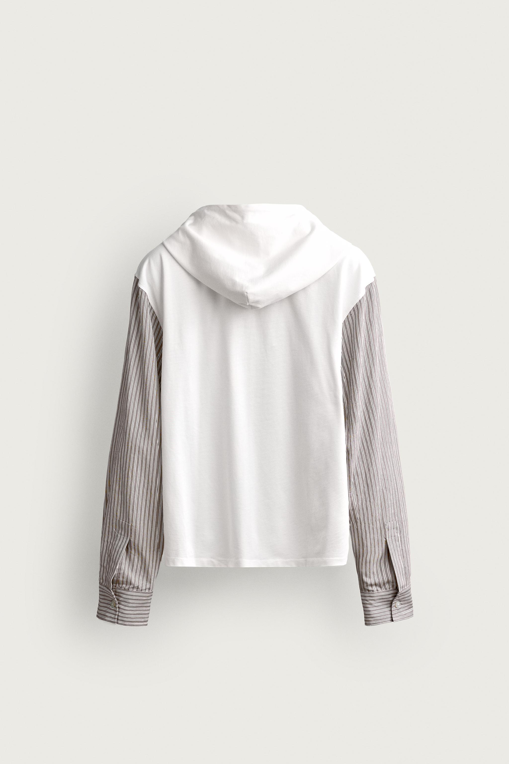 CONTRAST ZIP-UP HOODIE — White