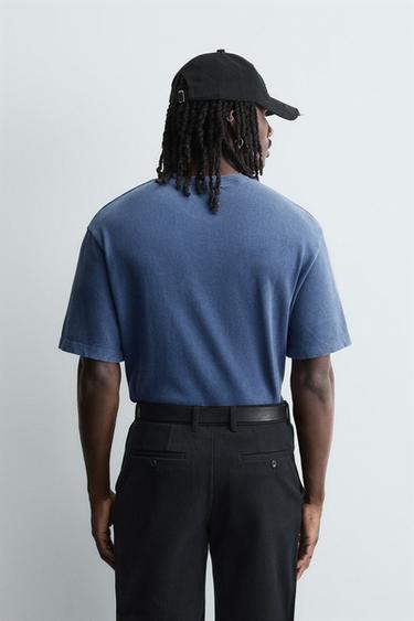 T-SHIRT EN MAILLE COUPE BOXY - Bleu de Zara - Image 2