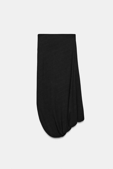 DRAPED MIDI SKIRT - Black by Zara - Image 3