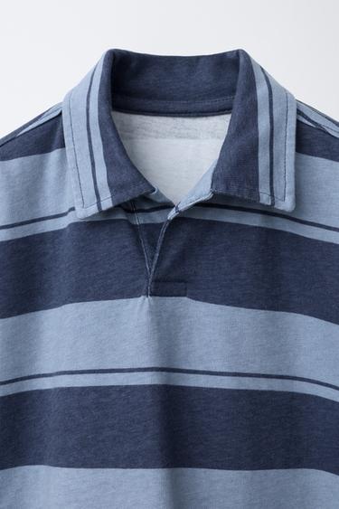 STRIPED SWEATSHIRT POLO SHIRT - Blue by Zara - Image 2