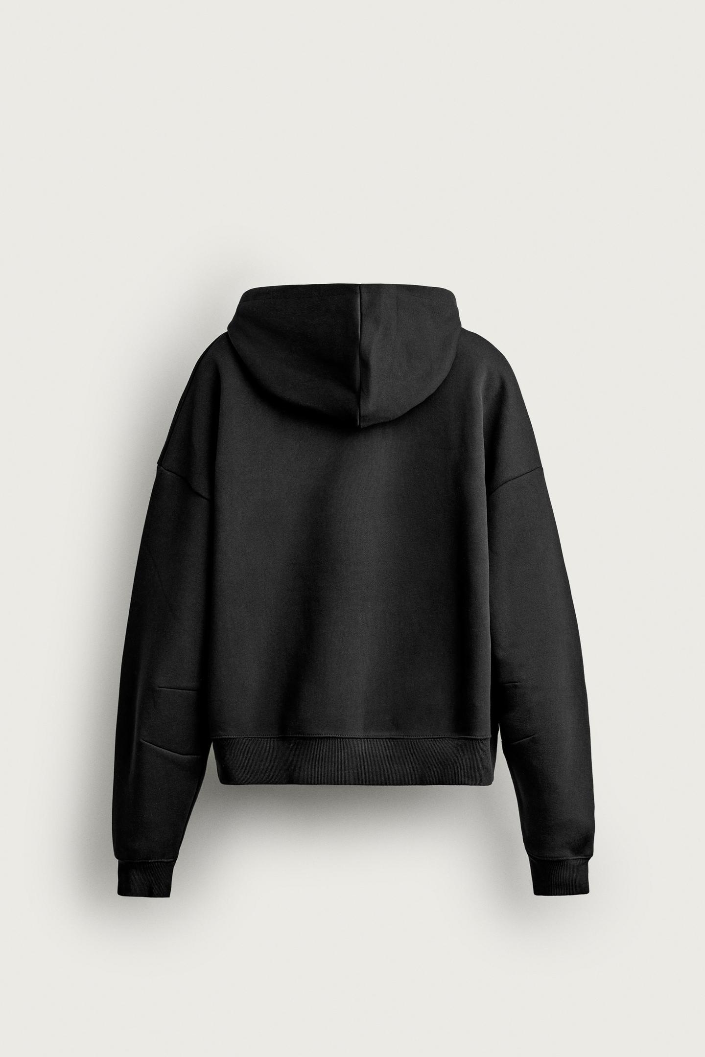 Мужское худи Zara Compact Boxy Fit, цвет: Чёрный — фото 8