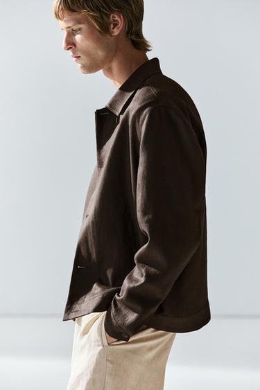 Surchemise 100 % lin - Marron de Zara