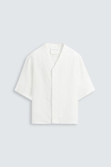 Zara 100% LINEN OVERSHIRT - White