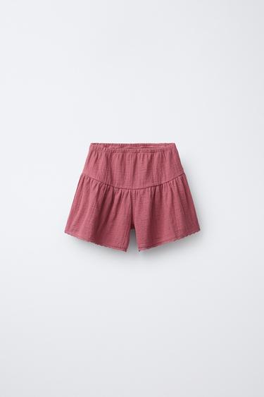Zara RUSTIC LACE SHORTS - Raspberry